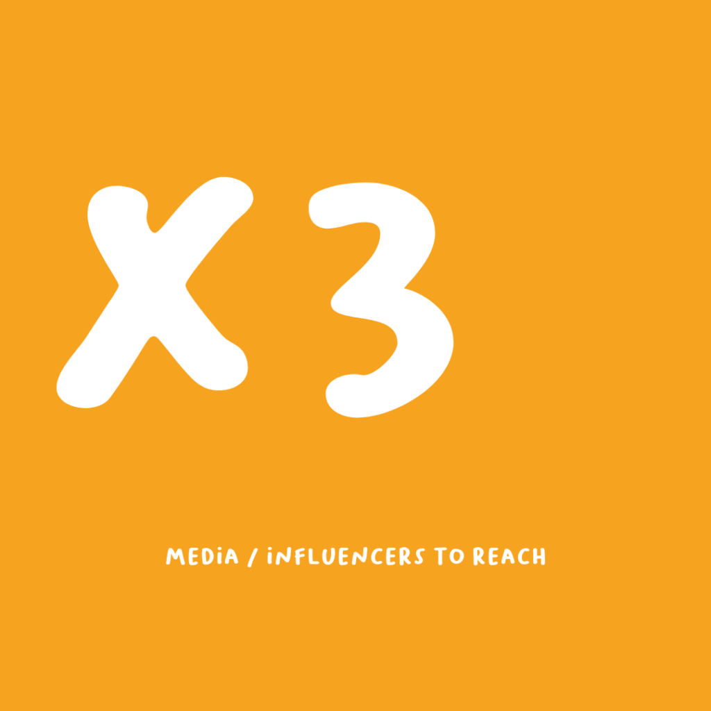 "Times 3 media to reach" on a yellow background